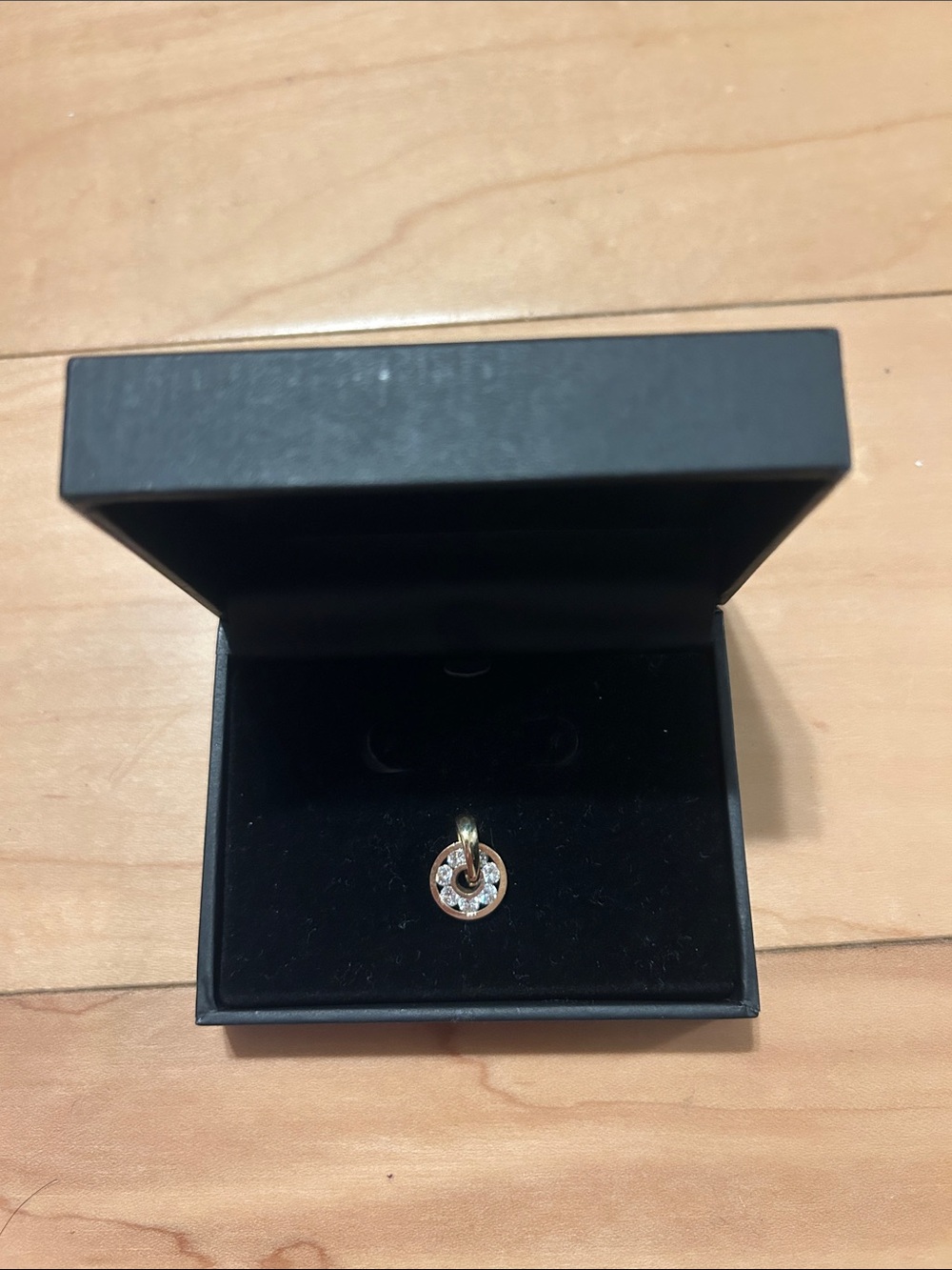 18K Gold Circle Pendant with Sparkling accents